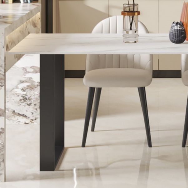 Metal Double Pedestal Dining Table Free Form Modern Dining Table