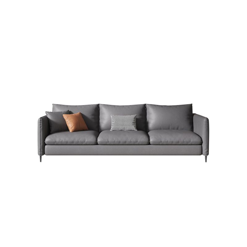 Grey Faux Leather Contemporary Square Arm Standard Sofa for Living Room, Apartment Clearhalo 'furn' 'furn_sofas' 'Furniture' 'furniture_sofas' 'Living Room Furniture' 'Sofa' 'sofas' 1200x1200_b206437f-6646-454e-808d-5c41b73da558
