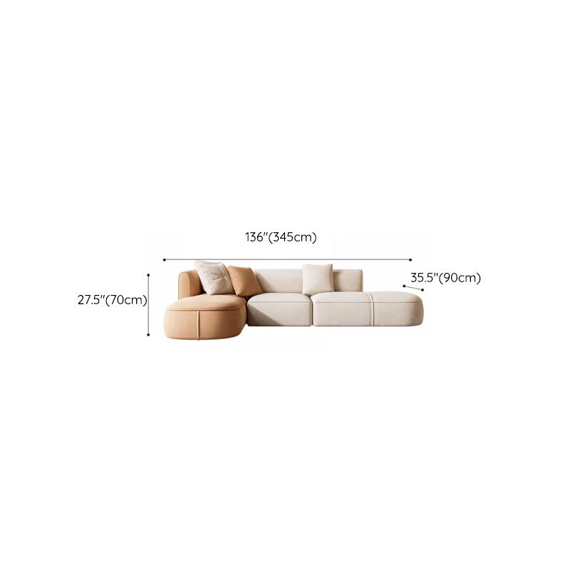 Minimalist 27.6-In H Sofa and Chaise Brown & Beige Sofa with One Side Arm Clearhalo 'furn' 'furn_sectionals' 'Furniture' 'Living Room Furniture' 'Sectionals' 1200x1200_b2064cad-6f89-43c5-9bb6-d597986066dd