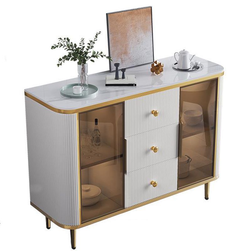 Cuffet da pranzo in stile glam Stone 33 "H buffet latestine con cassetti