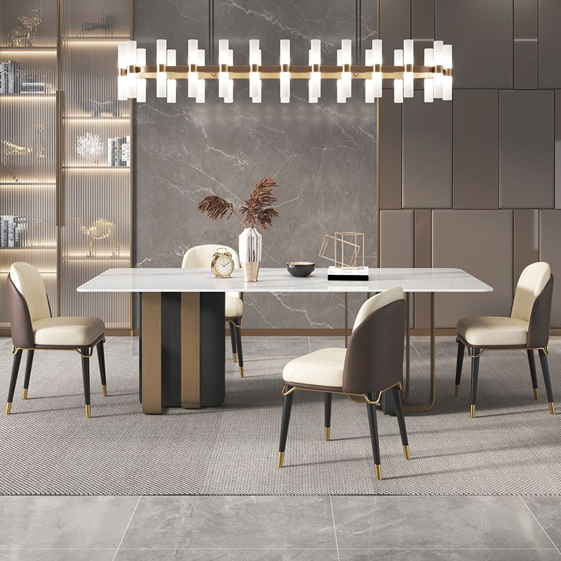 Luxury Sintered Stone Top Dining Table Rectangle Indoor Table with Double Pedestal Clearhalo 'Dining Tables & Seating' 'Dining Tables' 'dining_table' 'furn' 'furn_dining_table' 'Furniture' 'furniture_dining_table' 'Kitchen & Dining Furniture' 'kitchen' 'kitchen_dining_table' 1200x1200_b207b5a7-d631-412c-b8e8-4d6054b73083