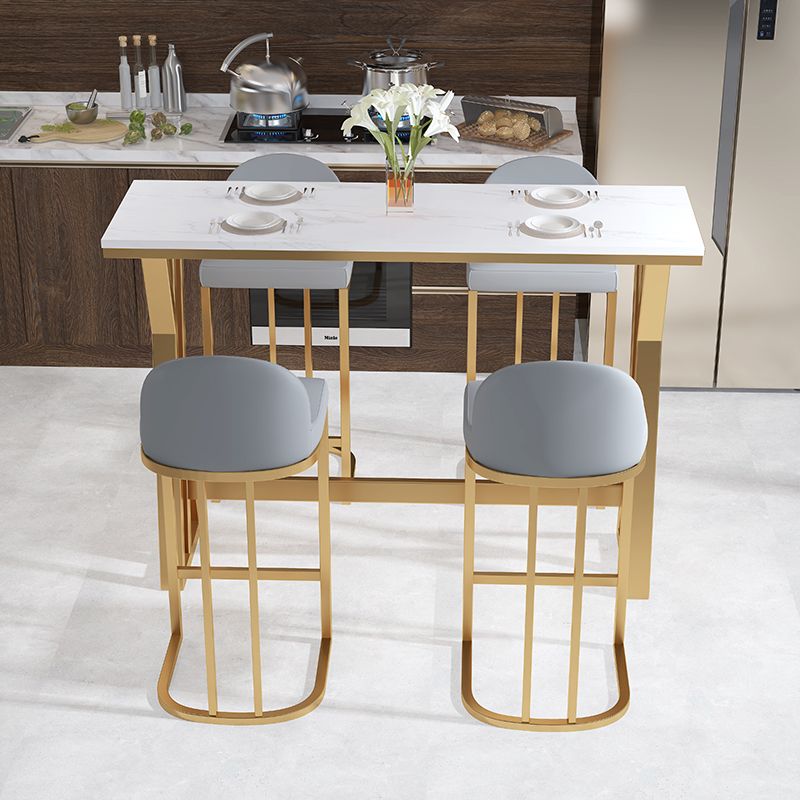 Glam White Marble Pub Table with Rectangle Table Top Trestle Table - 42" H Clearhalo 'Bar Furniture' 'Bar Tables' 'bar_tables' 'furn' 'furn_bar_tables' 'Furniture' 'furniture_bar_tables' 'Kitchen & Dining Furniture' 1200x1200_b20939e9-e55a-420e-ae66-cf66dc43394d