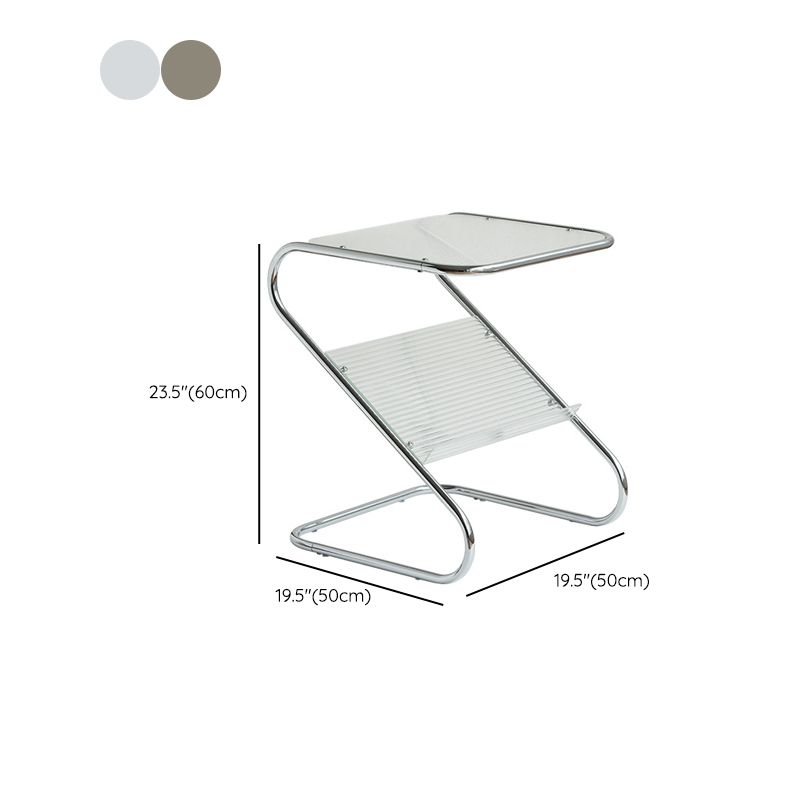 Tavolo da tavolo finale astratto in stile contemporaneo da 23,62 pollici in vetro laterale