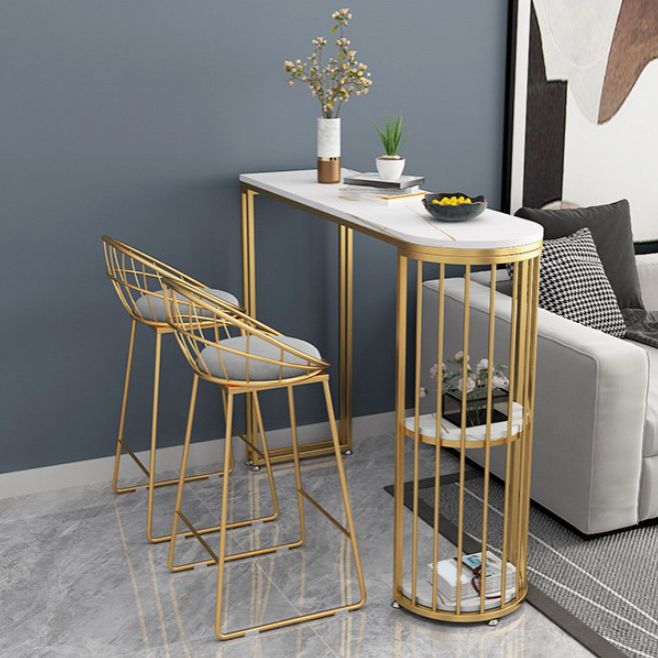Glam Oval Bar Set Storage 1/2/3 Pieces Stone Counter Height Set in Gold Clearhalo 'Bar Furniture' 'furn' 'furn_home_bar_bar_sets' 'Furniture' 'Home Bars & Bar Sets' 'home_bar_bar_sets' 'Kitchen & Dining Furniture' 1200x1200_b20f6b18-877b-43da-b447-facefd9438f9