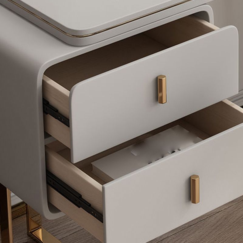 Glam Pedestal Office Desk Curved Pewter Writing Desk with Drawers Clearhalo 'furn' 'furn_office_desk' 'Furniture' 'Office Desks' 'Office Furniture' 'office_desk' 1200x1200_b20f9afe-2d42-4565-8db1-f4d81eae8a5b