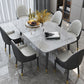 Scandinavian Style Gray Slate Dining Table Rectangular Formal Dinette Set with Metal Base Clearhalo 'Dining Room Sets' 'Dining Tables & Seating' 'dining_room_set' 'furn' 'furn_dining_room_set' 'Furniture' 'furniture_dining_room_set' 'Kitchen & Dining Furniture' 'kitchen&dining_furn' 'kitchen' 1200x1200_b212985b-3b14-4c4b-bf77-07773568f708