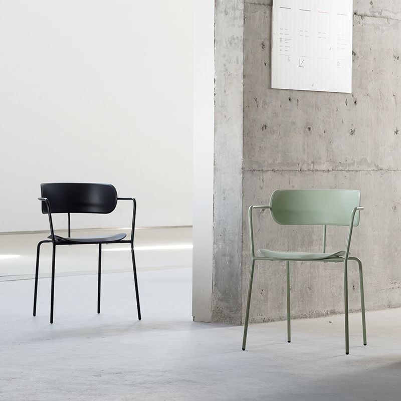 Industrial Style Kitchen Dining Chairs Dining Stackable Arm Chairs with Metal Legs (Set of 4) Clearhalo ' kitchen&dining_furn' 'Dining Chairs' 'Dining Tables & Seating' 'dining_chair' 'furn' 'furn_dining_chair' 'Furniture' 'furniture_dining_chair' 'Kitchen & Dining Furniture' 'kitchen' 1200x1200_b2134a93-2c00-4aa7-9835-adaa0355a039