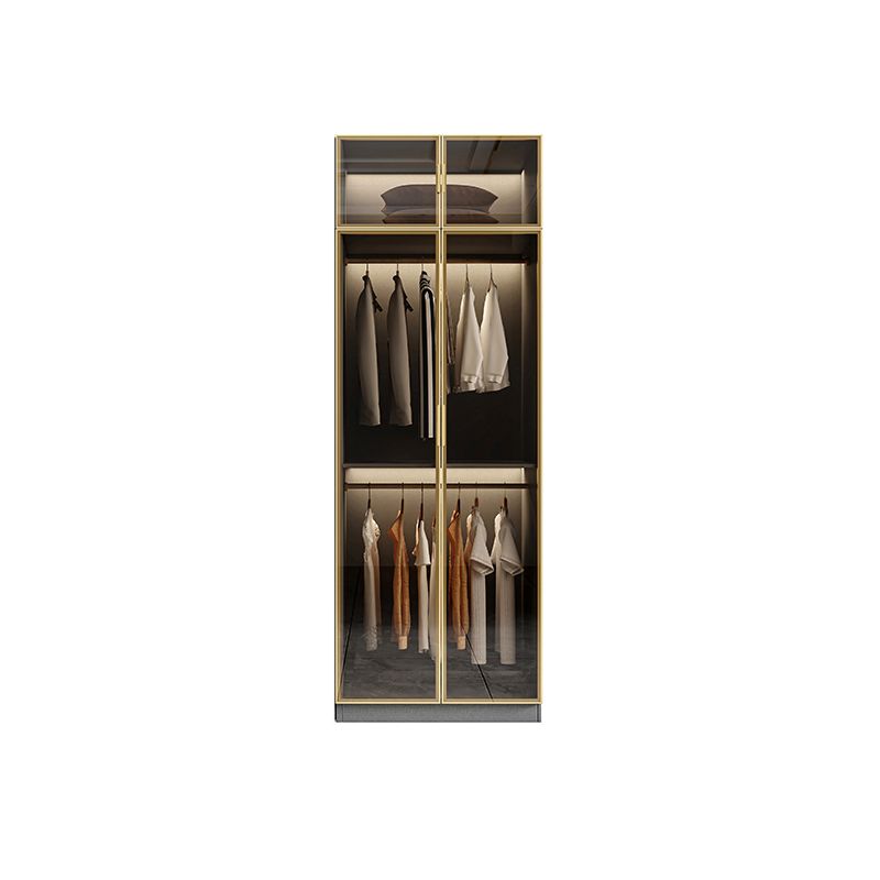 Glass and Wood Wardrobe Armoire Contemporary Wardrobe Closet Clearhalo 'Armoires & Wardrobes' 'armoires_wardrobes' 'Bedroom Furniture' 'furn' 'furn_armoires_wardrobes' 'Furniture' 1200x1200_b21699d0-8f26-4756-acd7-4ce89bb058f4