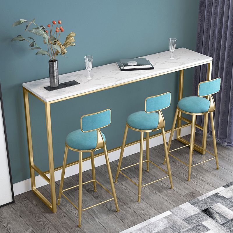 Glam Style Marble Bar Dining Table Rectangle Bar Table in White Clearhalo 'Bar Furniture' 'Bar Tables' 'bar_tables' 'furn' 'furn_bar_tables' 'Furniture' 'Kitchen & Dining Furniture' 1200x1200_b2171e4e-e94b-4fc8-8a78-21860be92ca4