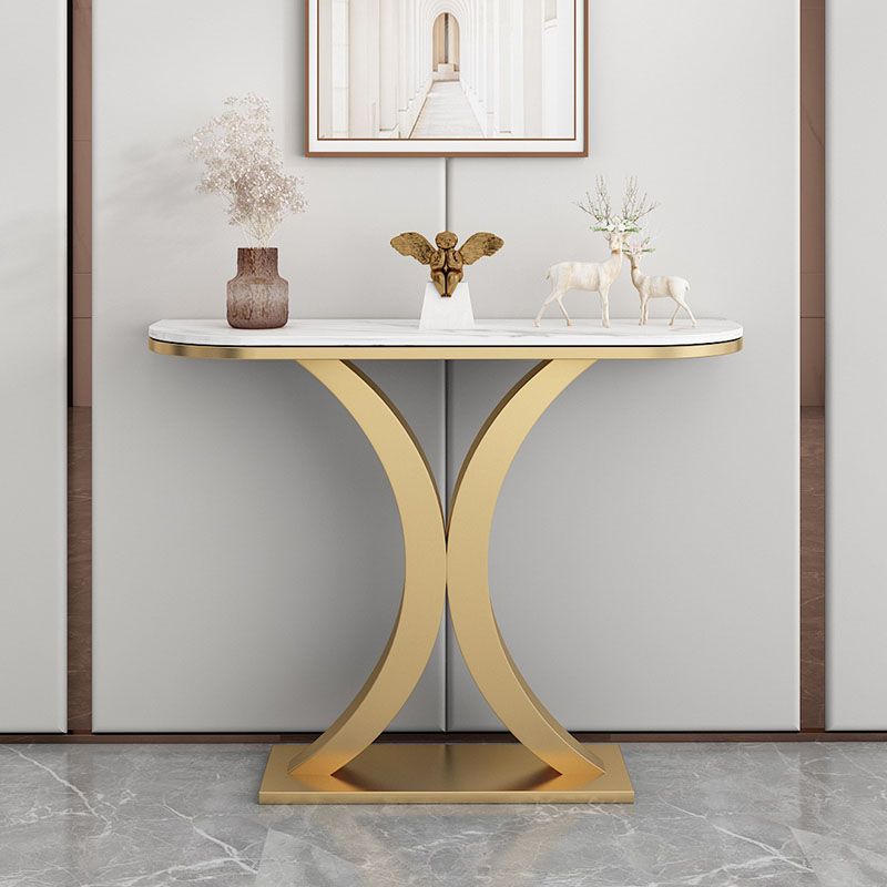 Tavolo console in marmo glam mezza luna astratto 12 "w tavolo accento per sala