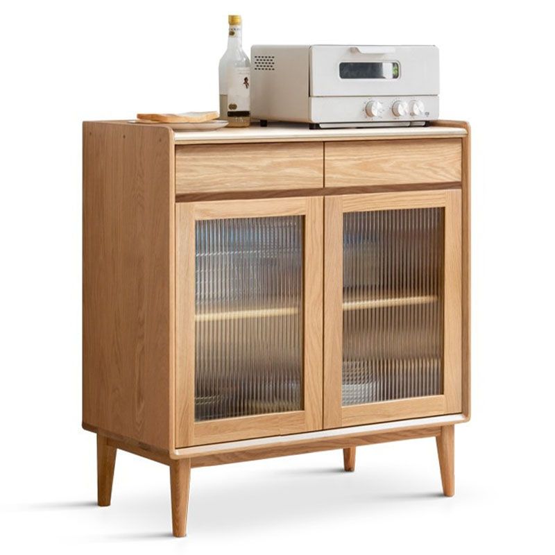 Modern Dining Server Oak Glass Doors Buffet Server for Dining Room Clearhalo 'buffet_sideboard' 'Buffets & Sideboards' 'furn' 'furn_buffet_sideboard' 'Furniture' 'Kitchen & Dining Furniture' 1200x1200_b21edbd9-44fa-4a12-9afa-bc3d2b212d47