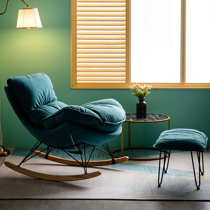 Silla de ocio Velvet Pure Color Rocker Rocker Silla con otomana