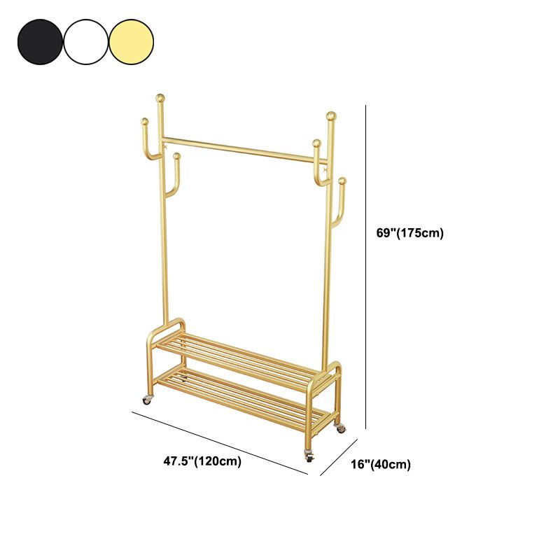 Modern Style Mobile Coat Rack Free Standing Hooks Design Metallic Coat Rack Clearhalo 'Entry & Mudroom Furniture' 'furn' 'furn_hall_tree_coat_racks' 'Furniture' 'Hall Trees & Coat Racks' 'hall_tree_coat_racks' 1200x1200_b221b690-2f26-4380-8cd1-a991d1bae5ce