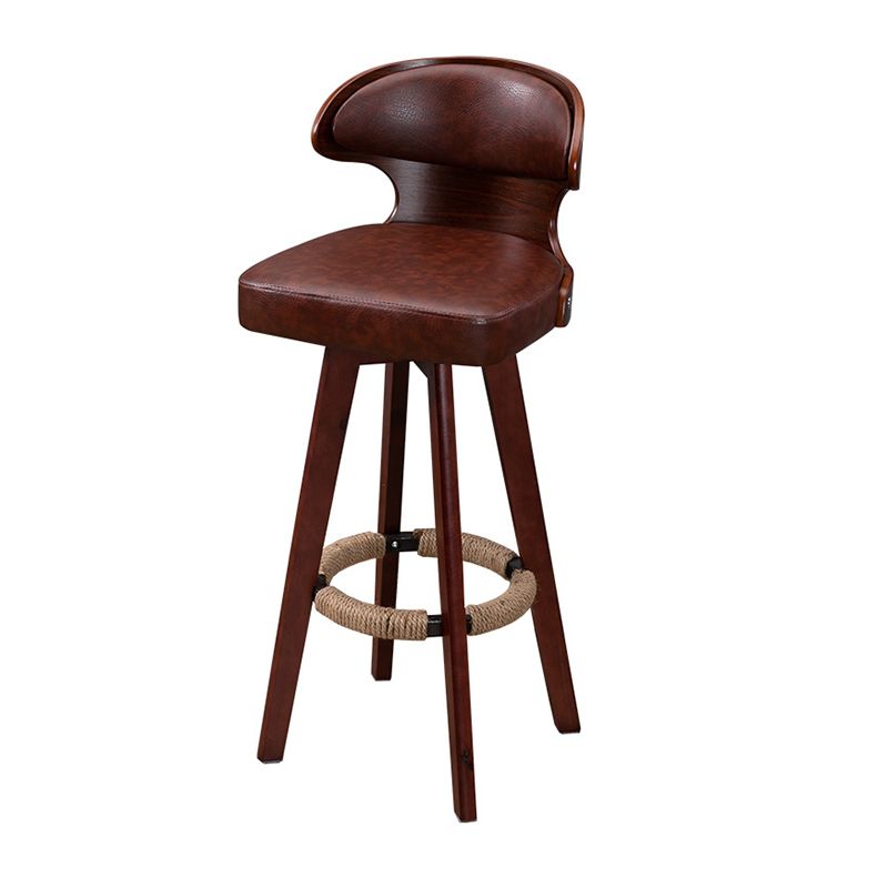 Modern Bar Stool Rubber Wooden Backrest Barstools with Soles Swivel Cushions Clearhalo 'Bar Furniture' 'Bar Stools' 'bar_stools' 'furn' 'furn_bar_stools' 'furniture_bar_stools' 'Kitchen & Dining Furniture' 'kitchen&dining_furn' 'kitchen' 'kitchen_furn' Furniture' 1200x1200_b222280b-a773-4d45-8031-82bf919453af