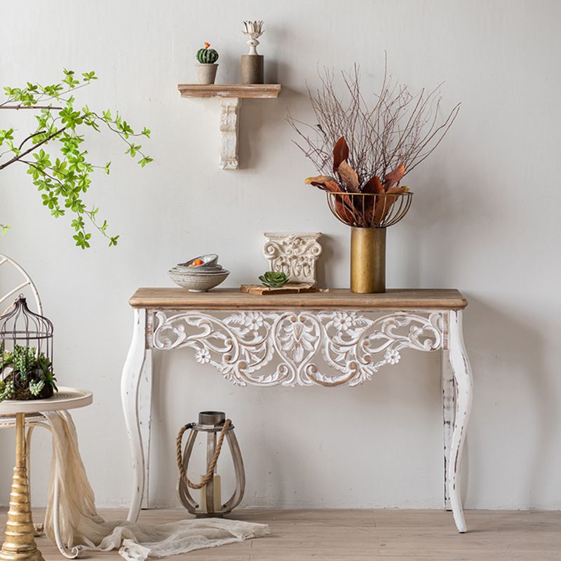 Rectangle Shape French Country Console Table White Wood Sofa Table Clearhalo 'Console Tables' 'console_tables' 'Entry & Mudroom Furniture' 'furn' 'furn_console_tables' 'Furniture' 1200x1200_b2240e53-785a-4f8f-97a9-46fbae3c0651