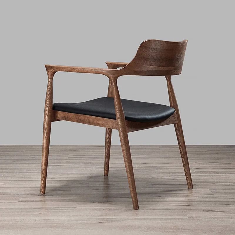 Solid Wood Side Dining Chair Open Back PU Leather Arm Chair for Home Clearhalo 'Dining Chairs' 'Dining Tables & Seating' 'dining_chair' 'furn' 'furn_dining_chair' 'Furniture' 'Kitchen & Dining Furniture' 1200x1200_b2241960-274c-45e7-96bb-d45183e861ad