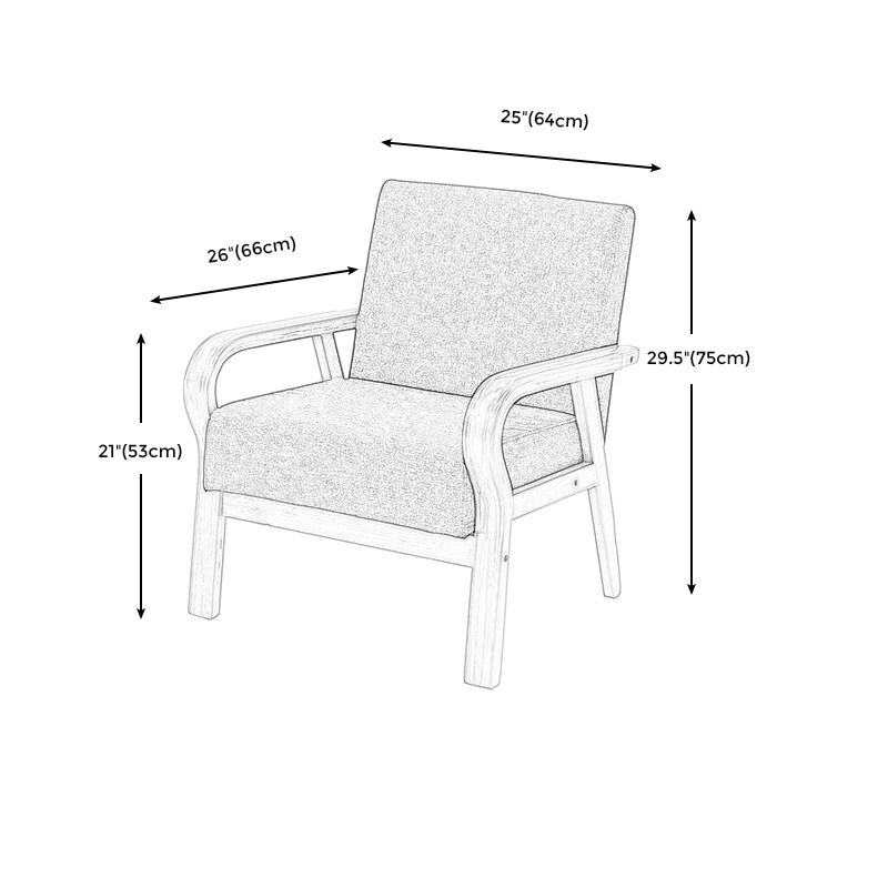 Arm Chair 25.19" L x 25.98" W x 29.52" H Solid Wood Frame Accent Armchair Clearhalo 'Accent Chairs' 'accent_chairs' 'Chairs & Seating' 'furn' 'furn_accent_chairs' 'Furniture' 'Living Room Furniture' 1200x1200_b2246413-c3fd-48b1-8e9d-d4497237cfe2