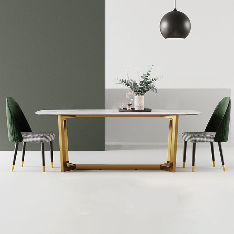 Glam Rectangle Table Sintered Stone Table with Metal Legs for Kitchen Clearhalo 'Dining Tables & Seating' 'Dining Tables' 'dining_table' 'furn' 'furn_dining_table' 'Furniture' 'Kitchen & Dining Furniture' 1200x1200_b22706f6-6628-48b5-9d9f-1fa2516e845b