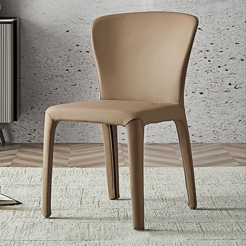 Moderne binnenarmloze eetkamerstoel faux leren zijstoel voor thuis