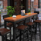 Industrial Rectangle Pine Wood Bar Table Set 1/7 Pieces Counter Table with High Stools