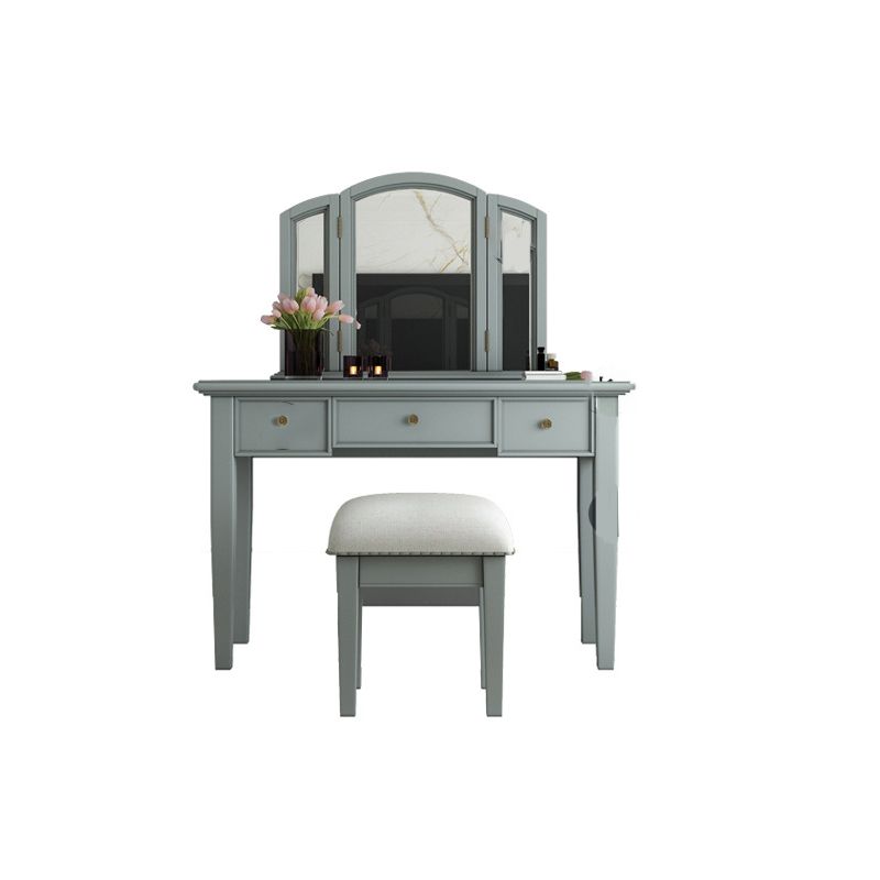 Traditional 3-Drawer Wood Dressing Table with Mirror Makeup Vanity Stool Clearhalo 'Bedroom Furniture' 'furn' 'furn_makeup_vanities' 'Furniture' 'Makeup Vanities' 'makeup_vanities' 1200x1200_b22a14fa-4bfe-4c92-9c49-4ab243c098e1
