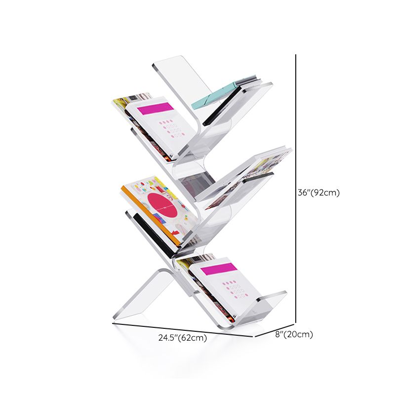 Modern Antique Finish Shelf Bookcase Acrylic Book Shelf with Shelves Clearhalo 'Bookcases' 'furn' 'furn_bookcases' 'Furniture' 'Office Furniture' 1200x1200_b22ca81f-0660-431d-aabe-392d55515e1d