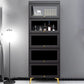 Modern 11.81" W Wooden Side Cabinet with Glass Doors in Black Clearhalo 'Cabinets & Chests' 'cabinets_chests' 'furn' 'furn_cabinets_chests' 'Furniture' 'Living Room Furniture' 1200x1200_b22def39-5e2c-4afd-87db-0193d1b3f625