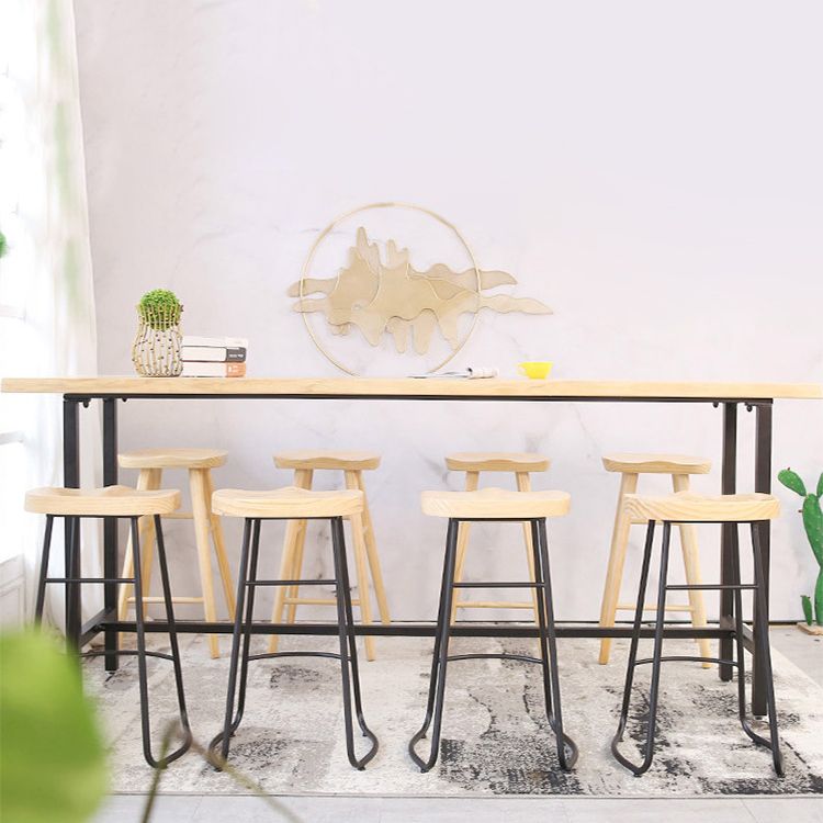 Industrielles 1/2/9-teiliges Bartisch-Set aus Holz, rechteckiger Bartisch mit hohen Hockern