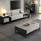 Contemporary Cocktail Table White 4 Legs Stone Top Coffee Table
