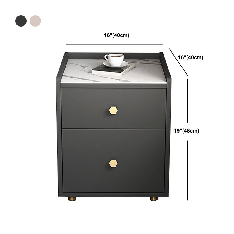 Glam Stone Top Bed Nightstand 2-Drawer Imitation Wood Legs Included Night Table Clearhalo 'Bedroom Furniture' 'furn' 'furn_night_stand' 'Furniture' 'night_stand' 'Nightstands' 1200x1200_b233c0d6-458c-433d-8117-3d9a72a71dbb