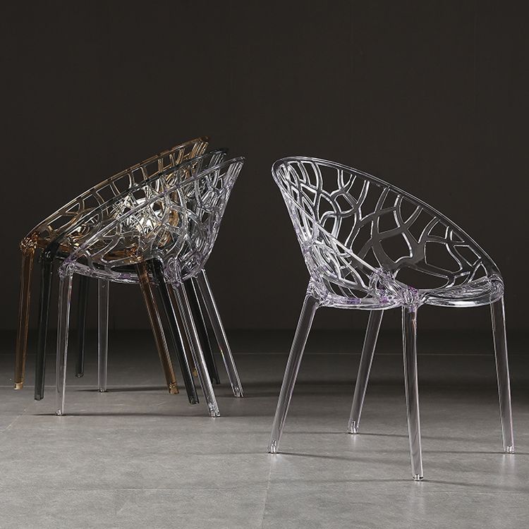 Scandinavian Armless Dining Chairs Acrylic Cross Back Side Chair