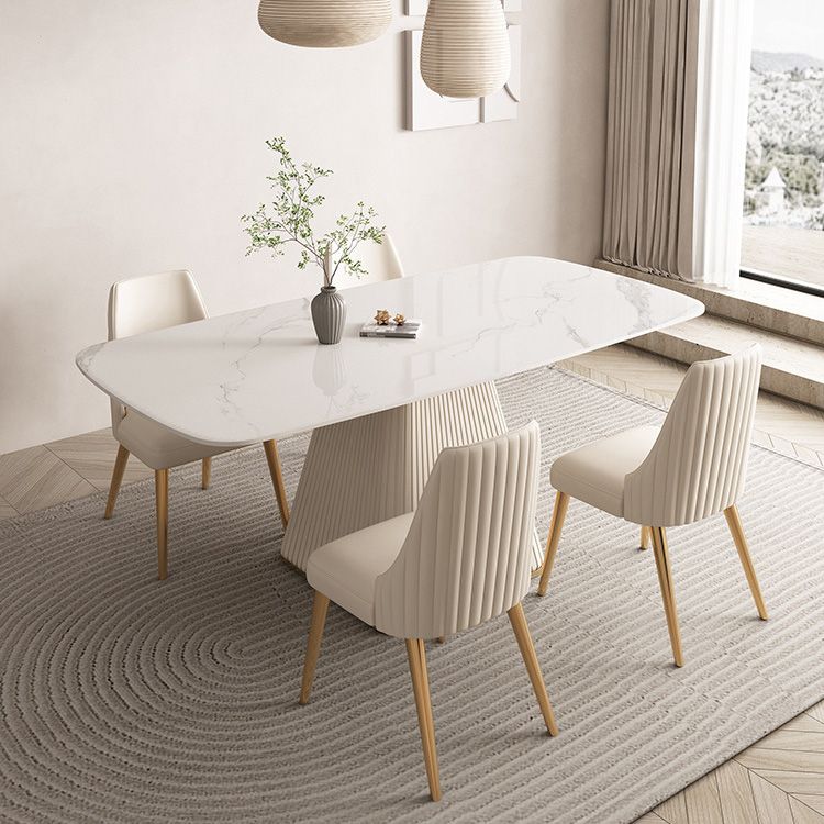 Glam White Dining Table Stone Rectangular Table for Dining Room Clearhalo 'Dining Tables & Seating' 'Dining Tables' 'dining_table' 'furn' 'furn_dining_table' 'Furniture' 'Kitchen & Dining Furniture' 1200x1200_b234d385-7a97-41c2-8b03-c27201217244