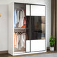 White Sliding Wardrobe Closet Engineered Wood Wardrobe Armoire
