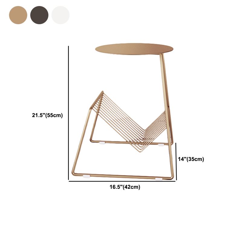 Midden-eeuwse metalen ronde bovenste zijtafel Abstract eindtafel met tijdschriftrek