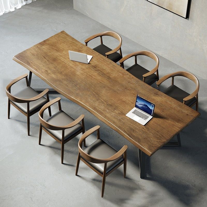 Escritorio de escritura de estilo contemporáneo Desk de oficina de reunión irregular de madera sólida