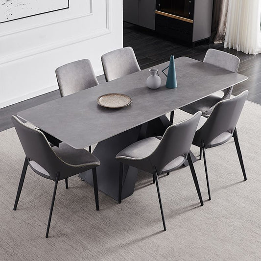 Modern Scalable Dinette Set 1/4/5/7 Pieces Grey Sintered Stone Top Dining Table Set Clearhalo 'Dining Room Sets' 'Dining Tables & Seating' 'dining_room_set' 'furn' 'furn_dining_room_set' 'Furniture' 'furniture_dining_room_set' 'Kitchen & Dining Furniture' 1200x1200_b23b0256-35d8-44ee-bd12-5d9d8c6ae197