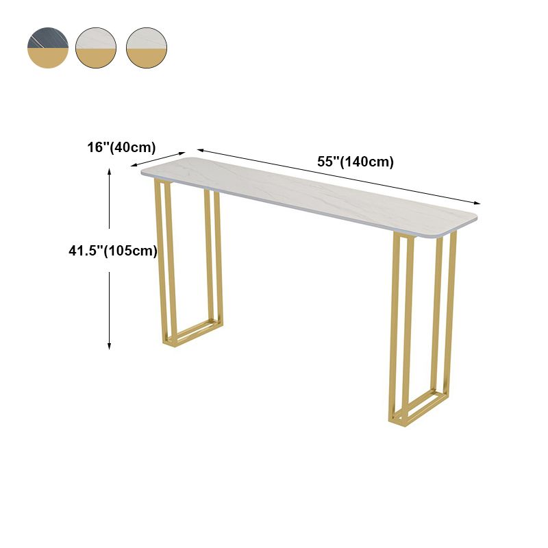 Modern Marble Counter Table with Rectangle Table Top Sled Table - 42" H Clearhalo 'Bar Furniture' 'Bar Tables' 'bar_tables' 'furn' 'furn_bar_tables' 'Furniture' 'furniture_bar_tables' 'Kitchen & Dining Furniture' 1200x1200_b2421288-d31c-43d5-be1b-b80f00b953fa
