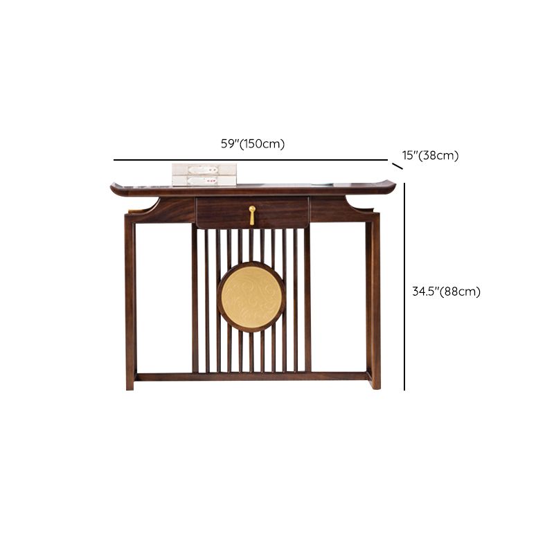 Rectangle Shape Contemporary Console Table Walnut Brown Wooden Console Sofa Table