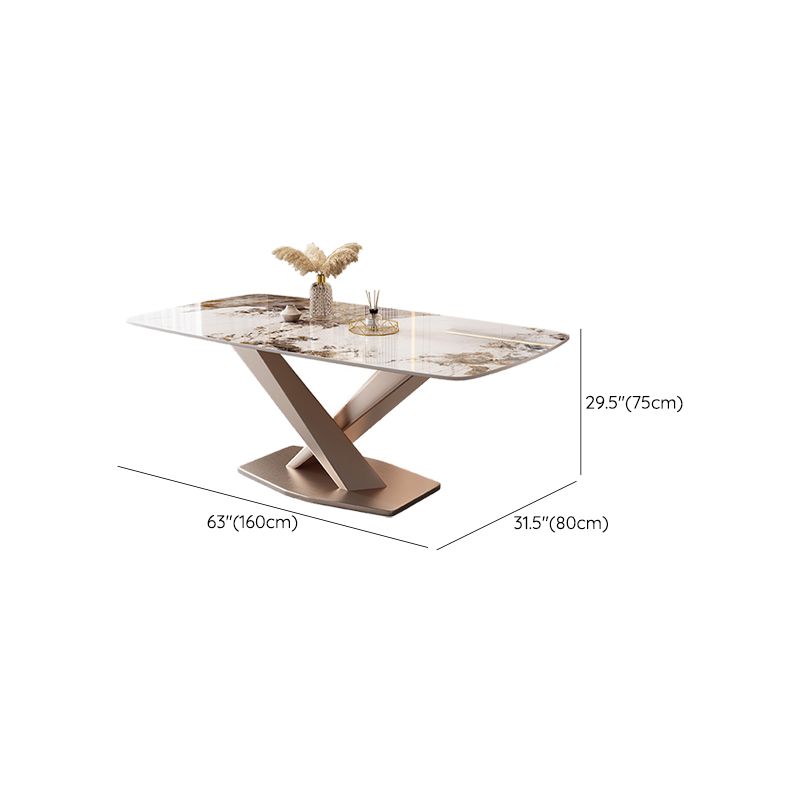 Marble Top Dining Table Modern Dining Table with Pedestal Base Clearhalo 'Dining Tables & Seating' 'Dining Tables' 'dining_table' 'furn' 'furn_dining_table' 'Furniture' 'Kitchen & Dining Furniture' 1200x1200_b244c8c6-43ca-4db5-84e0-01fa20d0ae85