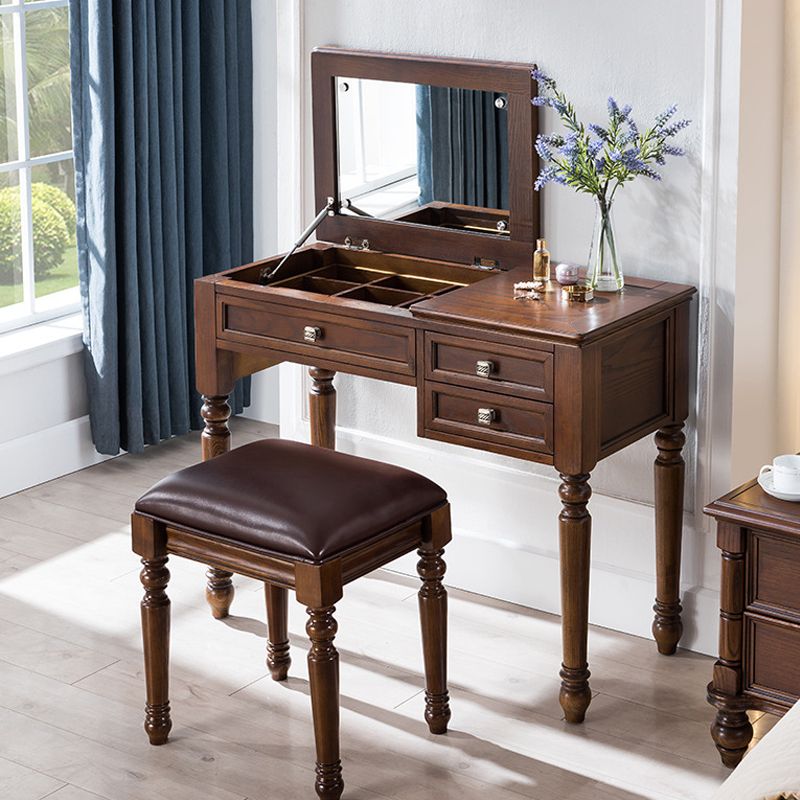 Tradizioni vanità tavolo da toeletta per trucco in legno massiccio con specchi