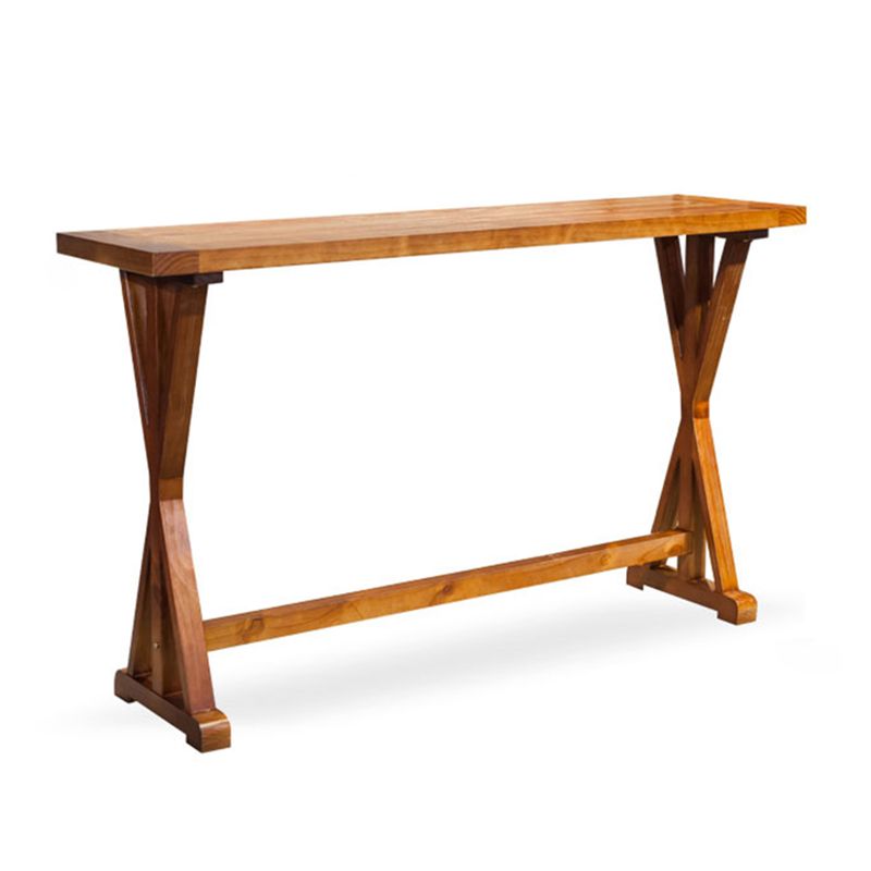 Brown Solid Wood Top Bar Table for Small Places Contemporary Pub Table with Trestle Clearhalo 'Bar Furniture' 'Bar Tables' 'bar_tables' 'furn' 'furn_bar_tables' 'Furniture' 'Kitchen & Dining Furniture' 1200x1200_b2463c9f-9687-4bca-837e-aec588801c42