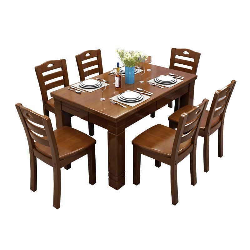 Vaste houten eettafel 4 benen eetkamer tafel voor keuken