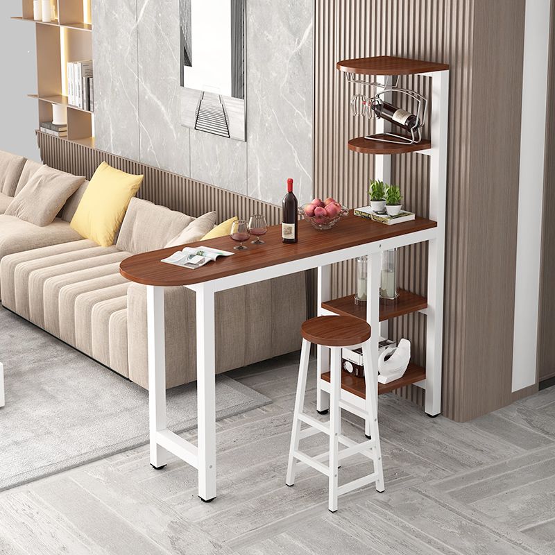 Metal Frame Contemporary Pub Table Matte Finish Manufactured Wood Bar Table Clearhalo 'Bar Furniture' 'Bar Tables' 'bar_tables' 'furn' 'furn_bar_tables' 'Furniture' 'Kitchen & Dining Furniture' 1200x1200_b24b1294-0cfa-484f-9957-c5b0ee42e671