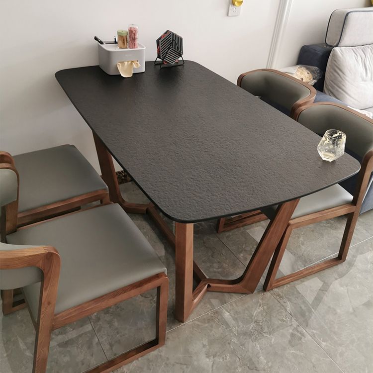 Modern Rectangle Stone Dining Table Ash Wood Base for Dining Room Clearhalo 'Dining Tables & Seating' 'Dining Tables' 'dining_table' 'furn' 'furn_dining_table' 'Furniture' 'Kitchen & Dining Furniture' 1200x1200_b24d4016-4f48-4db2-b620-c3c6142854e4