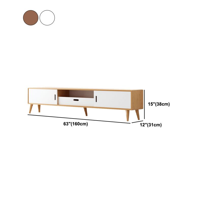 Moderne tv-standaard met 4 poten, massief houten tv-standaardconsole met verschuifbare opbergruimte