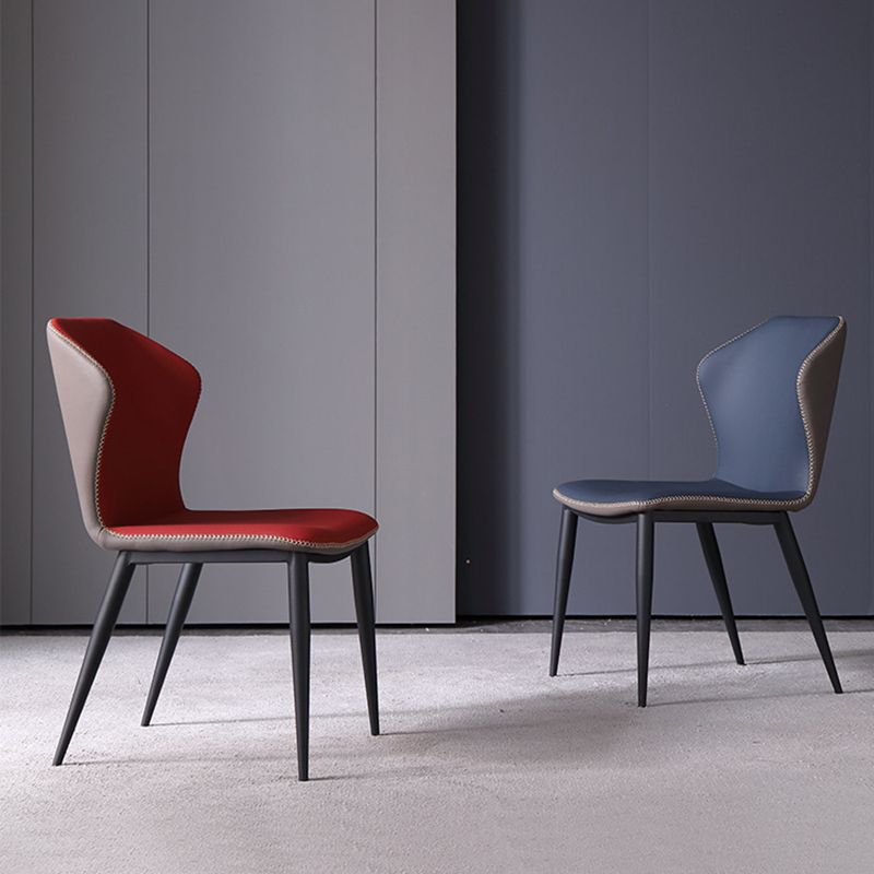 Industrial Style Wingback Parsons Chairs Leather Dining Armless Chairs (Set of 2) Clearhalo ' kitchen&dining_furn' 'Dining Chairs' 'Dining Tables & Seating' 'dining_chair' 'furn' 'furn_dining_chair' 'Furniture' 'furniture_dining_chair' 'Kitchen & Dining Furniture' 'kitchen' 1200x1200_b24dce9b-7fe2-428d-86c6-6087303d472e