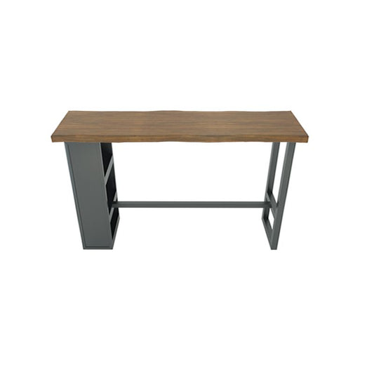 Brown Wood Pub Table with Rectangle Table Top Black Trestle Table - 41.3" H Clearhalo 'Bar Furniture' 'Bar Tables' 'bar_tables' 'furn' 'furn_bar_tables' 'Furniture' 'Kitchen & Dining Furniture' 1200x1200_b25117a6-035e-43d2-bc49-20209338cbd9