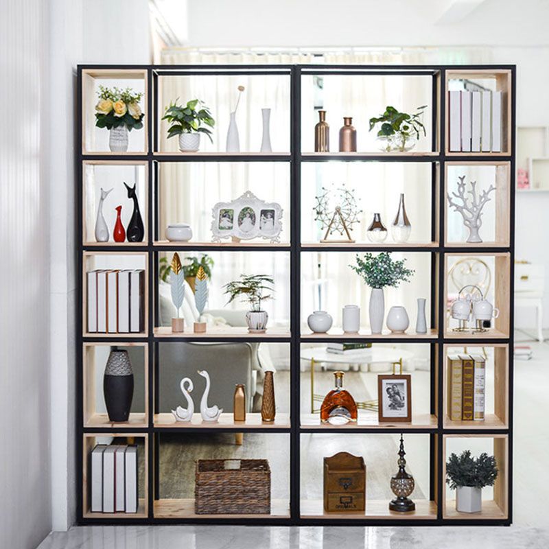 Modern Metal and Wooden Book Shelf Open Study Room Bookcase with Shelves Clearhalo 'Bookcases' 'furn' 'furn_bookcases' 'Furniture' 'Office Furniture' 1200x1200_b2548956-c975-4e43-b2bd-fe29d2dd5a27