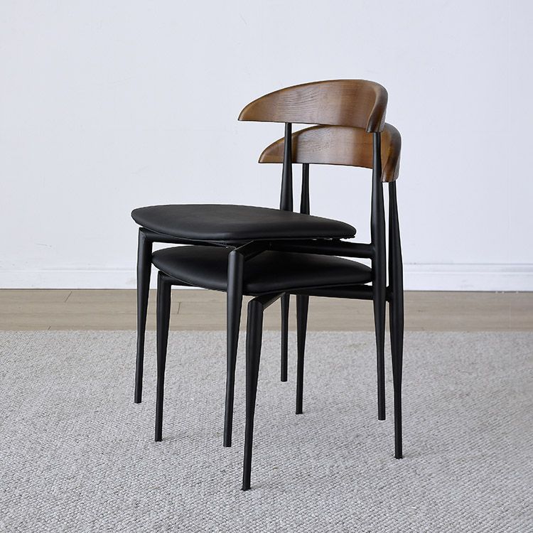 Modern Style Dining Chair Leather Open Back Side Chair for Dining Room