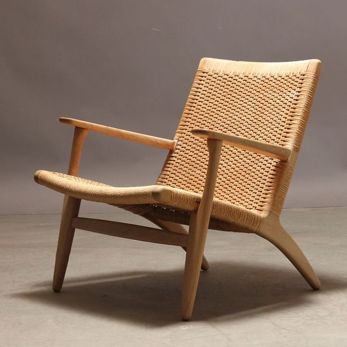 Solid Wood Frame Dining Arm Chair Indoor Arm Chair in Black and Natural